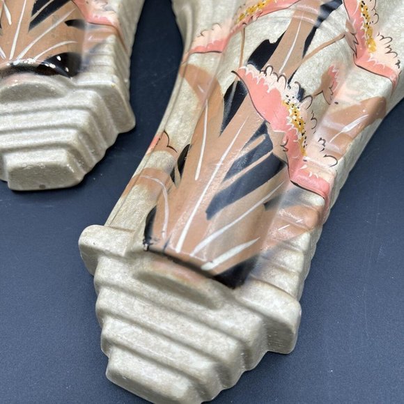 Art Deco Floral Hand Painted Ceramic Wall Pockets by Adrian Pottery England, 2 - Picture 4 of 8